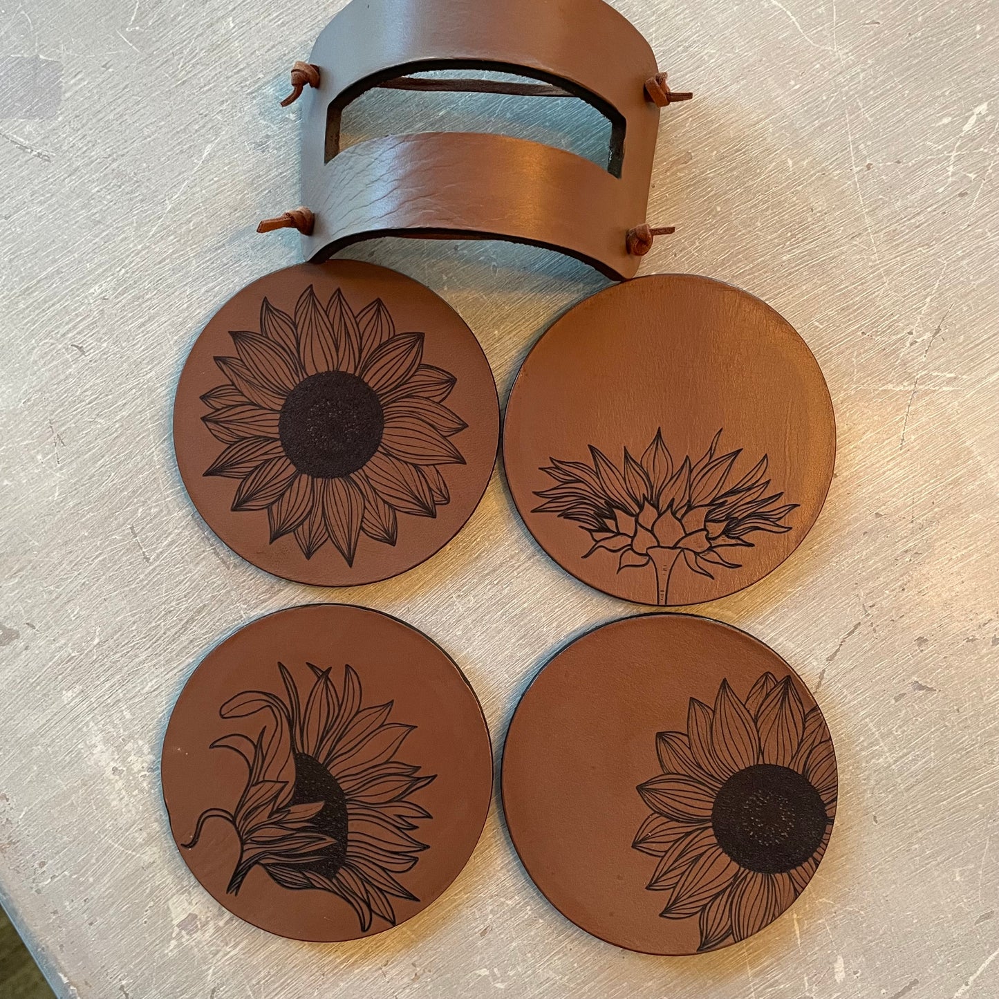 Leather coaster set