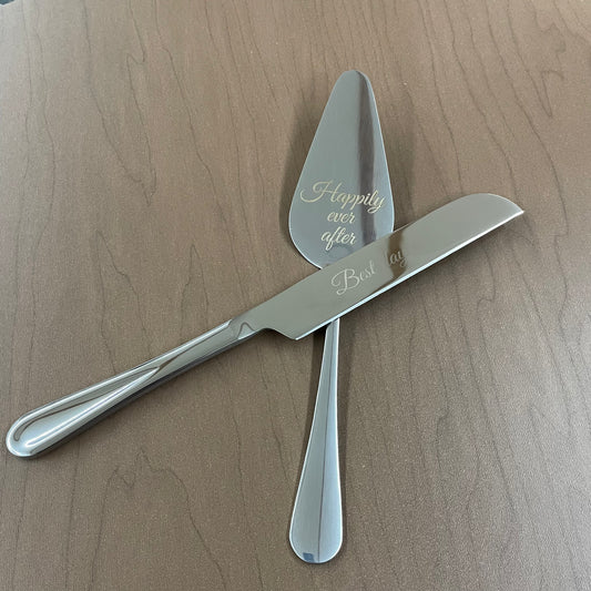 Engraved Cake Serving Set