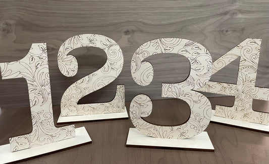 Wood Engraved Table numbers
